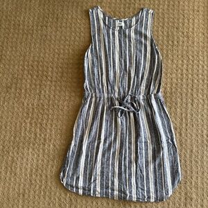 Linen striped midi dress